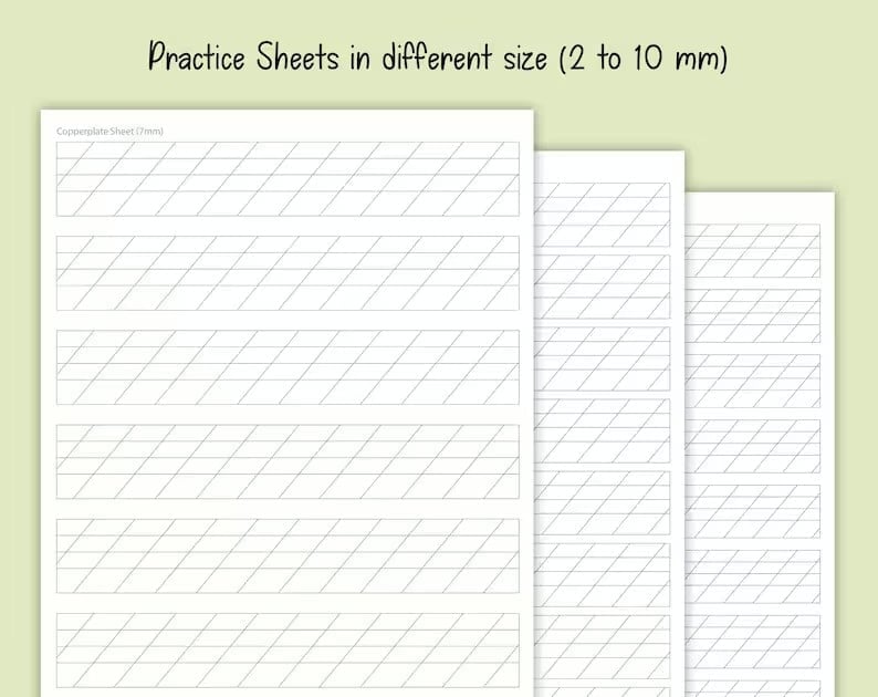 Hojas de práctica en distintos tamaños