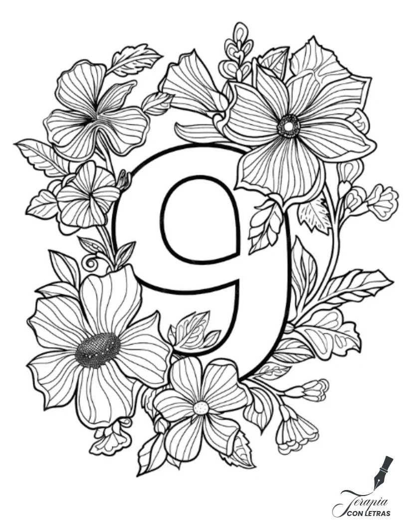 Letra G decorativa con flores